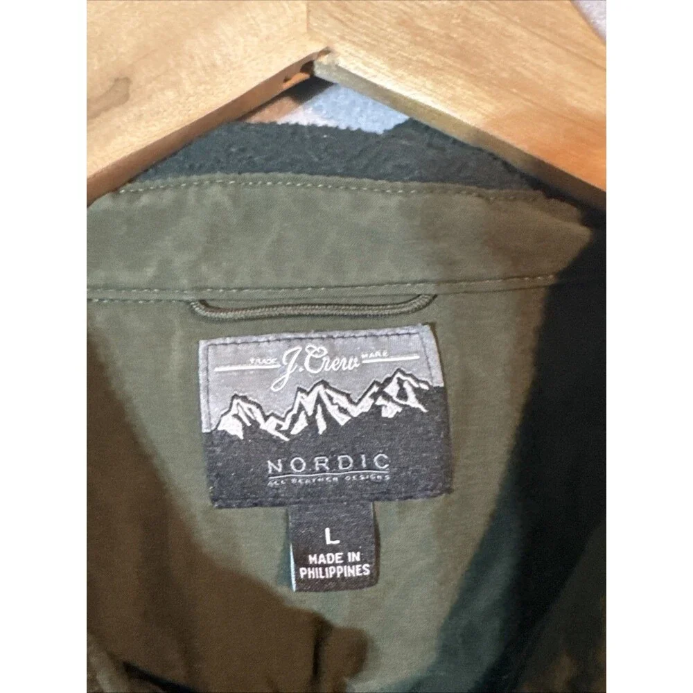 J. Crew Nordic Polartec Thermal Pro Fleece Shirt Jacket Navy Green Mens L